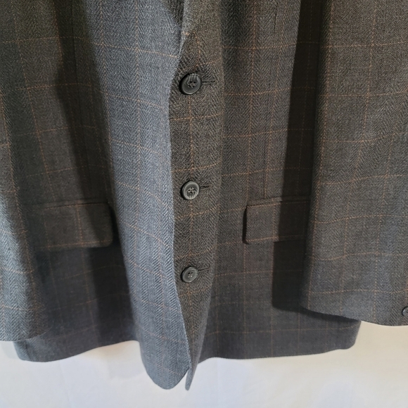 John Weitz Vintage Men's Wool Sport Coat Sz 48R Gray Plaid Three Button Lined - Picture 4 of 12
